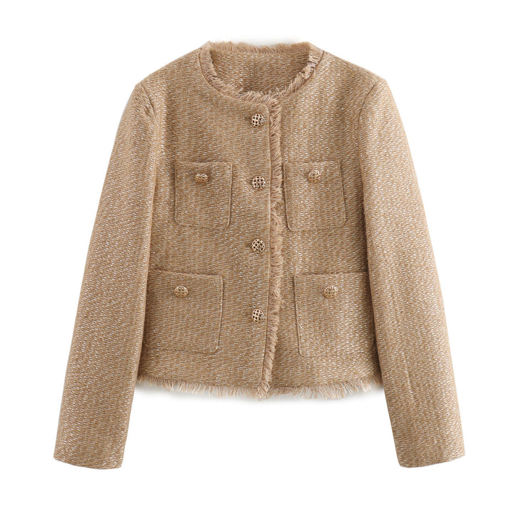 Elegant tweed jacket for women with fringes and practical pockets Lune London