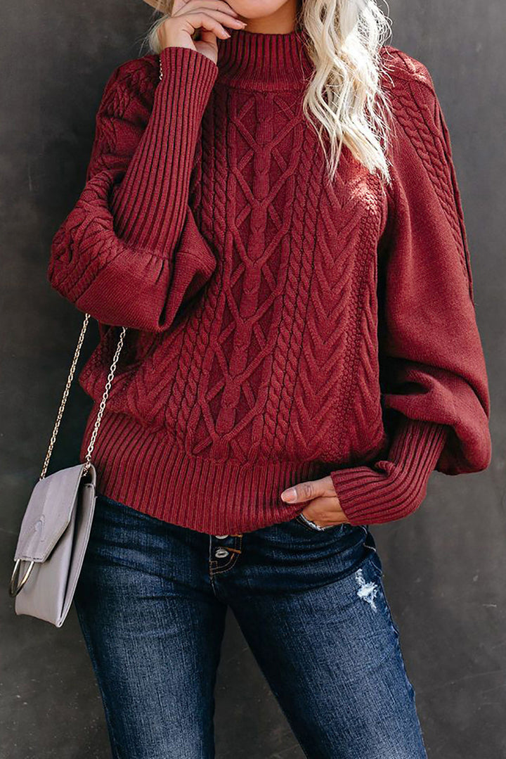 Knitted sweater for women with high collar and textured pattern Lune London