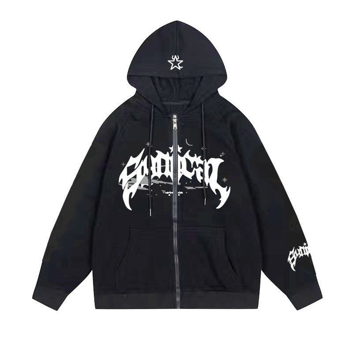 Ladies zip-up hoodie casual with graphic print Lune London