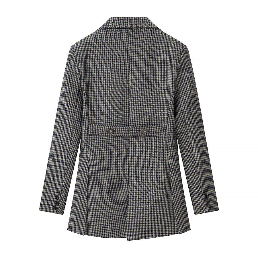 Ladies Tailored Houndstooth Blazer with Cutaway Hem Amarae