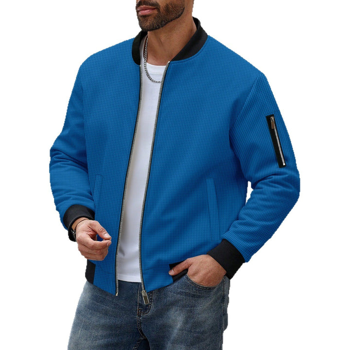 Sporty bomber jacket for men in textured material with practical side pockets Lune London