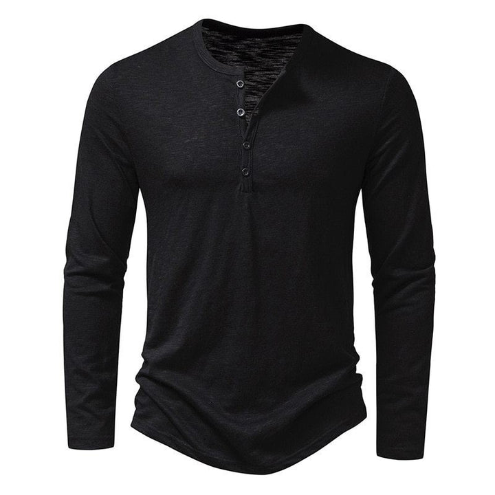 Long sleeve T-shirt for men with a fashionable Henley collar and a comfortable fit Lune London