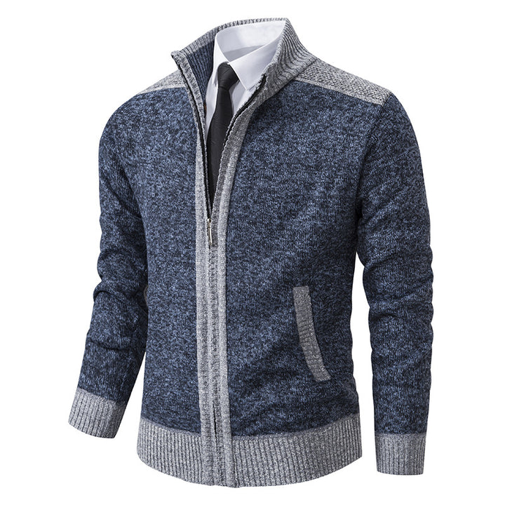 Quilted knit jacket for men with high collar and practical pockets Lune London
