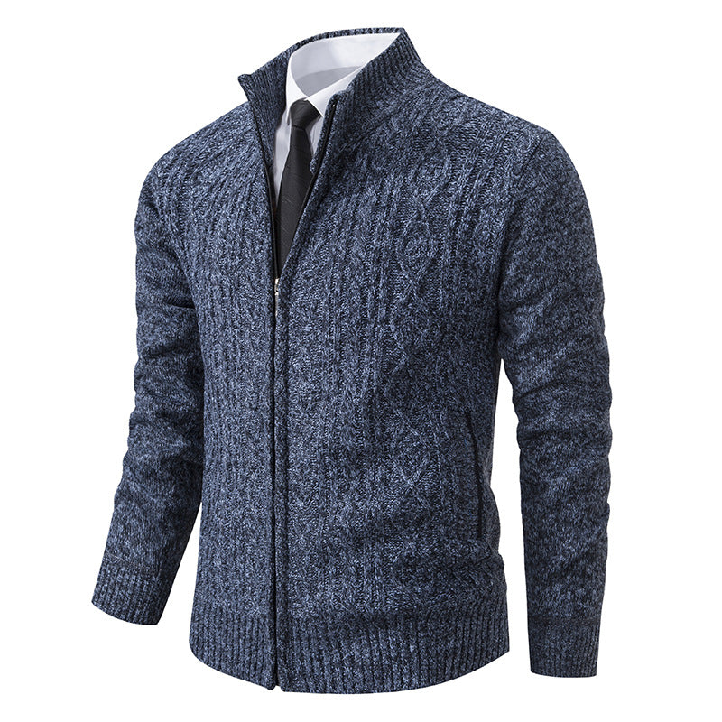 Knit jacket for men with high collar and textured pattern Lune London