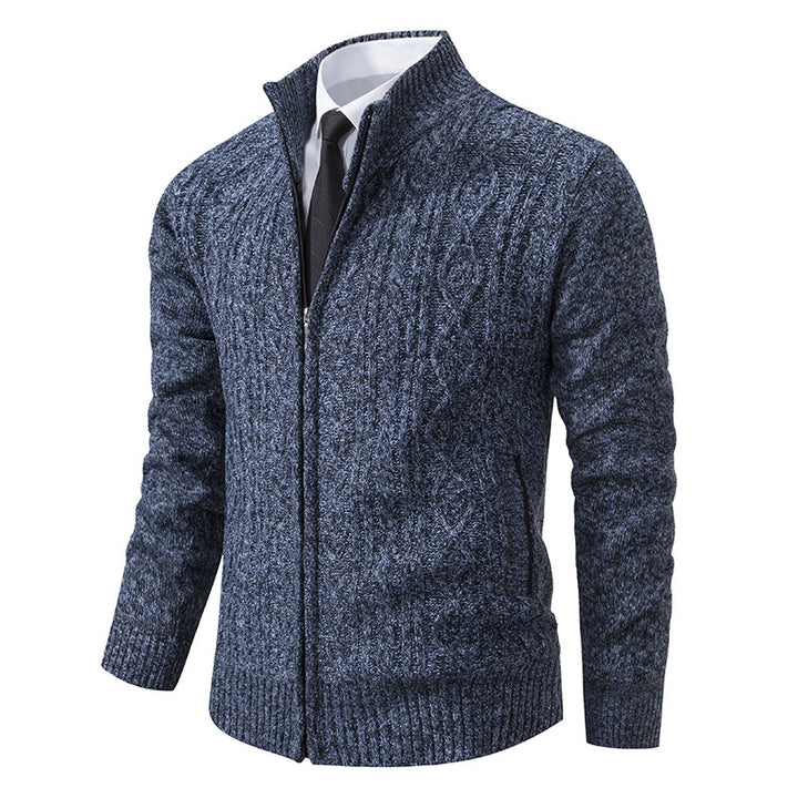 Knit jacket for men with high collar and textured pattern Lune London