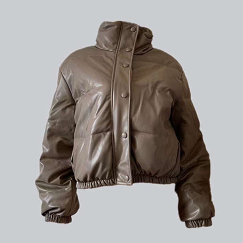 Ladies Quilted Jacket in Faux Leather Amarae