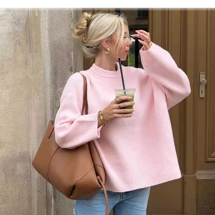 Chunky knit sweater for women with wide sleeves and a round neck Lune London