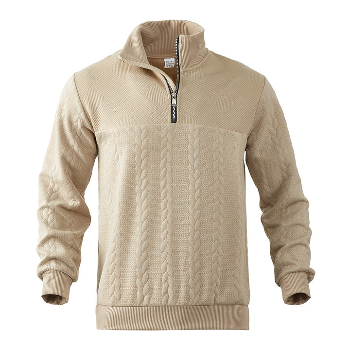 Fleece sweater for men with high collar and textured design Amarae