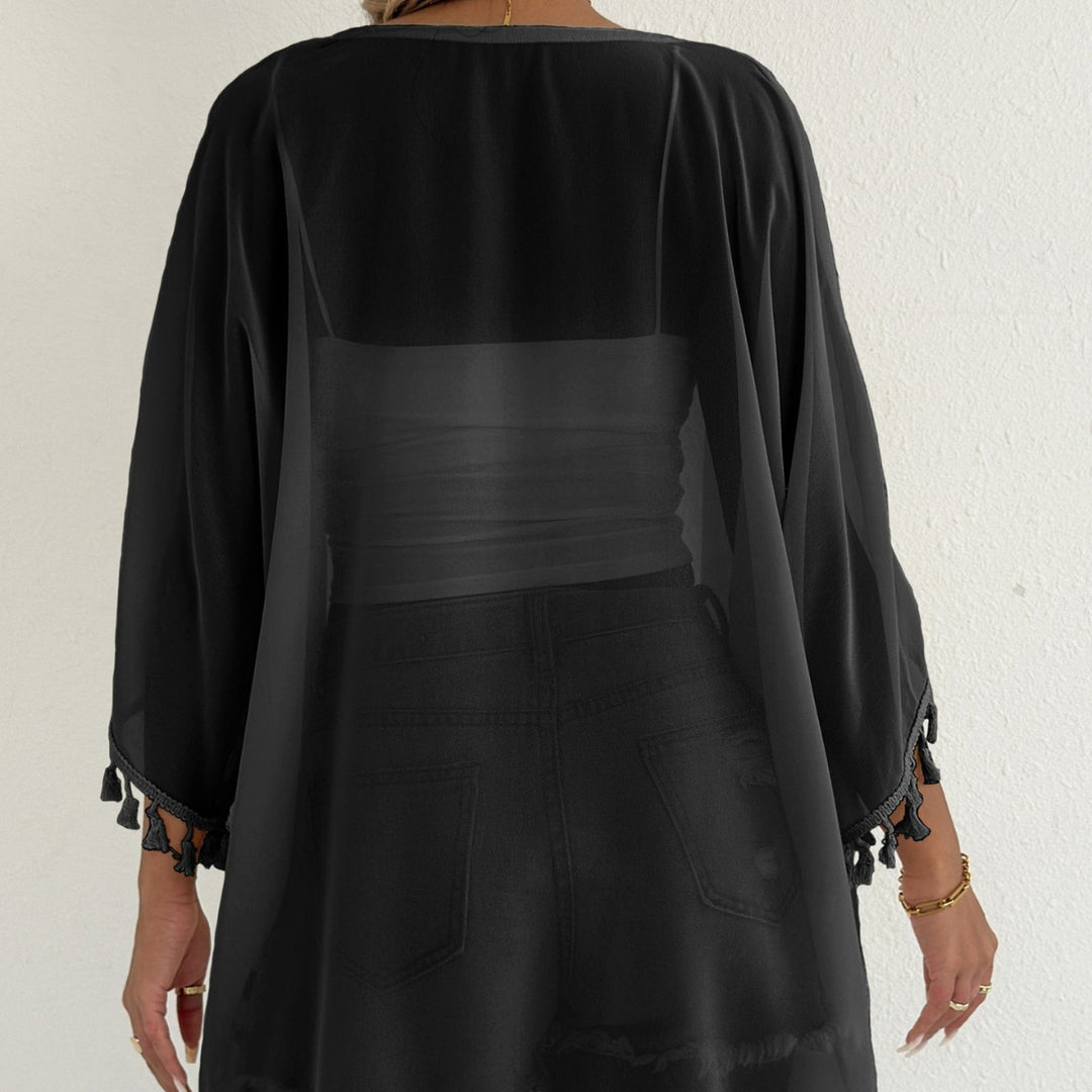Ladies Light Fringes-Border Beach-Kimono Lune London