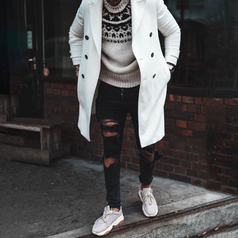 Elegant long-cut men's coat with double-breasted buttons Lune London