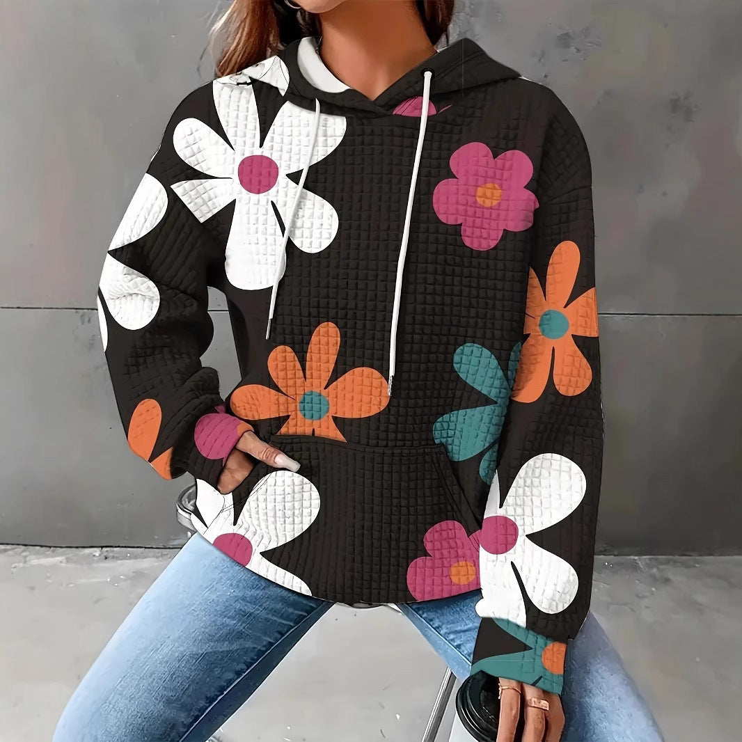 Women's hoodie with embossed floral pattern and comfortable fit Lune London