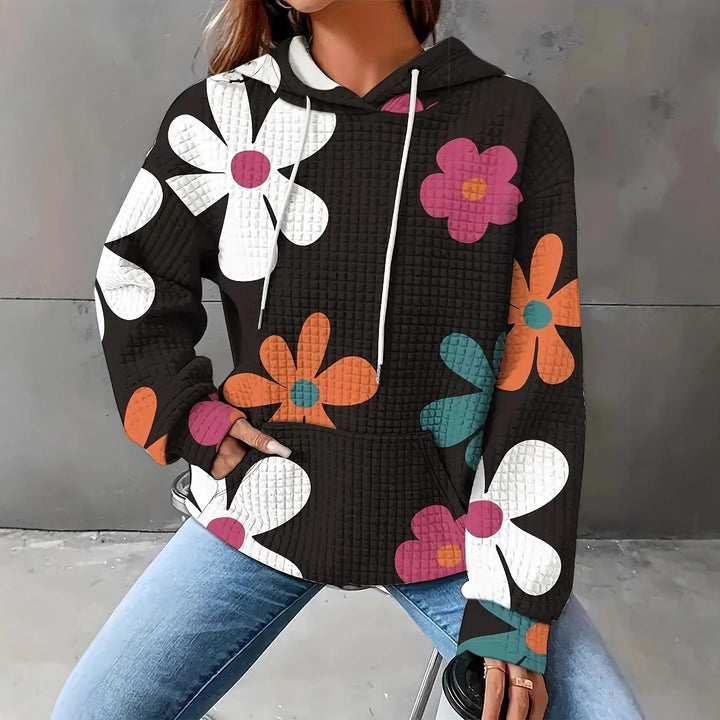 Women's hoodie with embossed floral pattern and comfortable fit Lune London