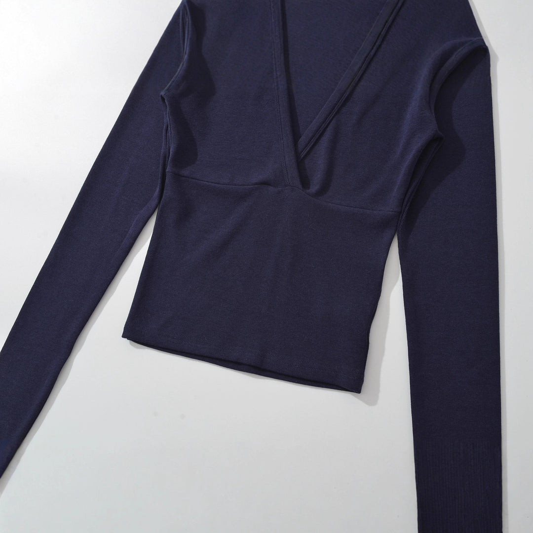 Women's wrap shirt with V-neck and fitted dividing seam Amarae