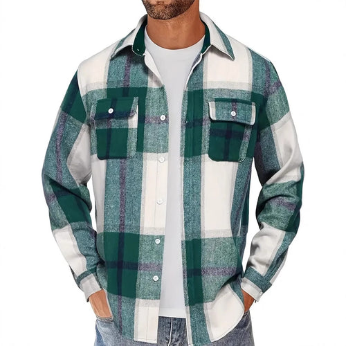 Men's flannel checkered shirt with double chest pockets Amarae
