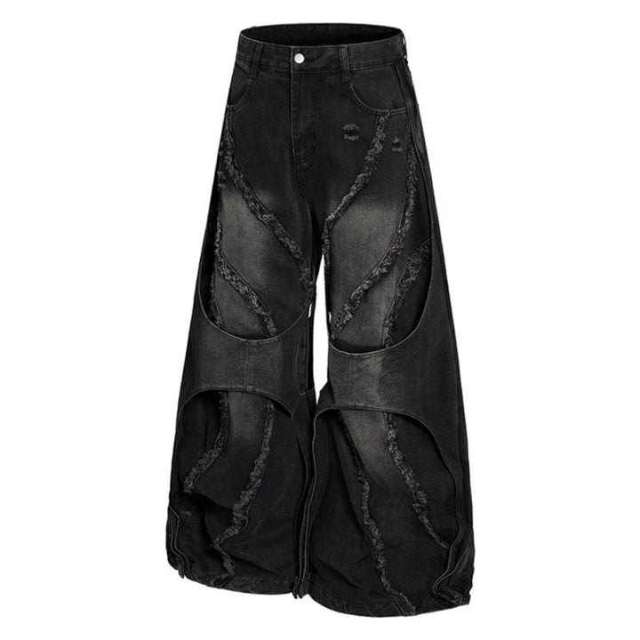 Women's wide Destroyed Denim Culotte with layered look and fringe application Amarae