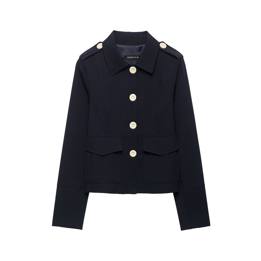 Women’s short jacket in field style with epaulettes, patch pockets and distinctive decorative buttons Amarae