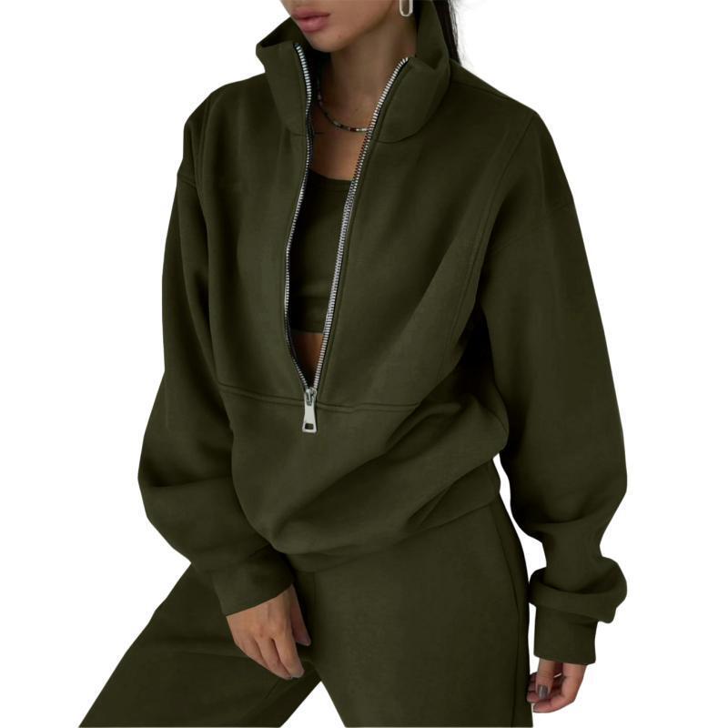 Women's sweatshirt with high collar and zipper Lune London