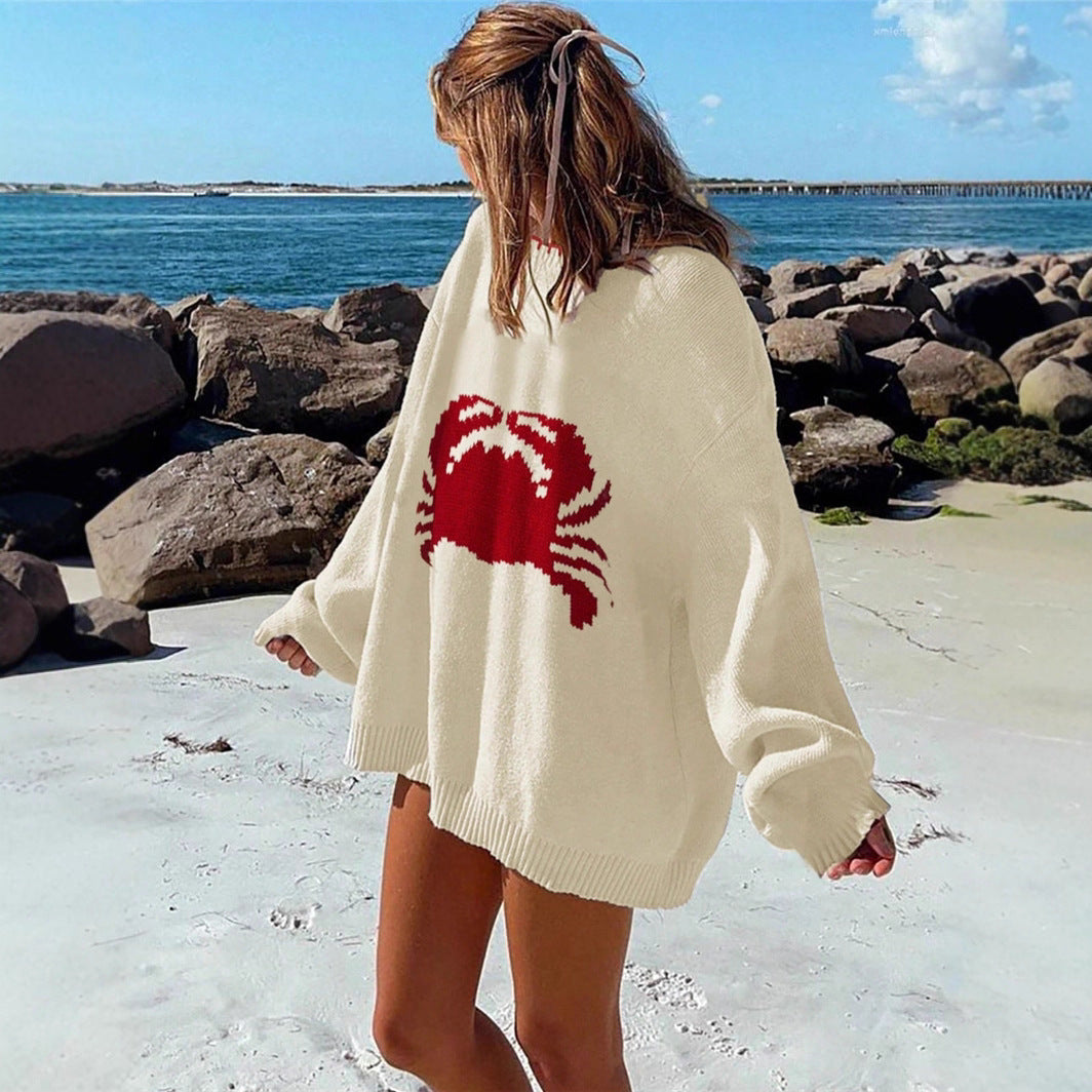 Knitted sweater for women with a climbing creature design Lune London