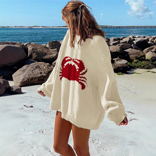Knitted sweater for women with a climbing creature design Amarae