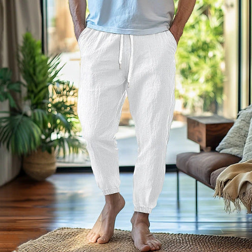 Casual pants for men with individually adjustable waist and ventilation inserts on the sides Amarae
