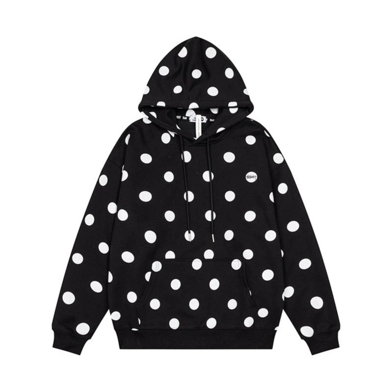 Women’s Oversize Hoodie with Polka Dot Allover and Kangaroo Pocket Amarae