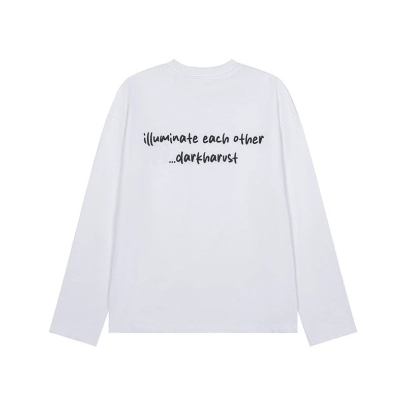 Unisex Long Sleeve Cotton Shirt with Minimalist Friendship Embroidery Amarae