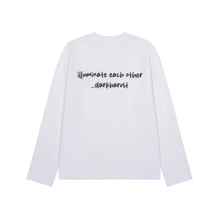 Unisex Long Sleeve Cotton Shirt with Minimalist Friendship Embroidery Amarae