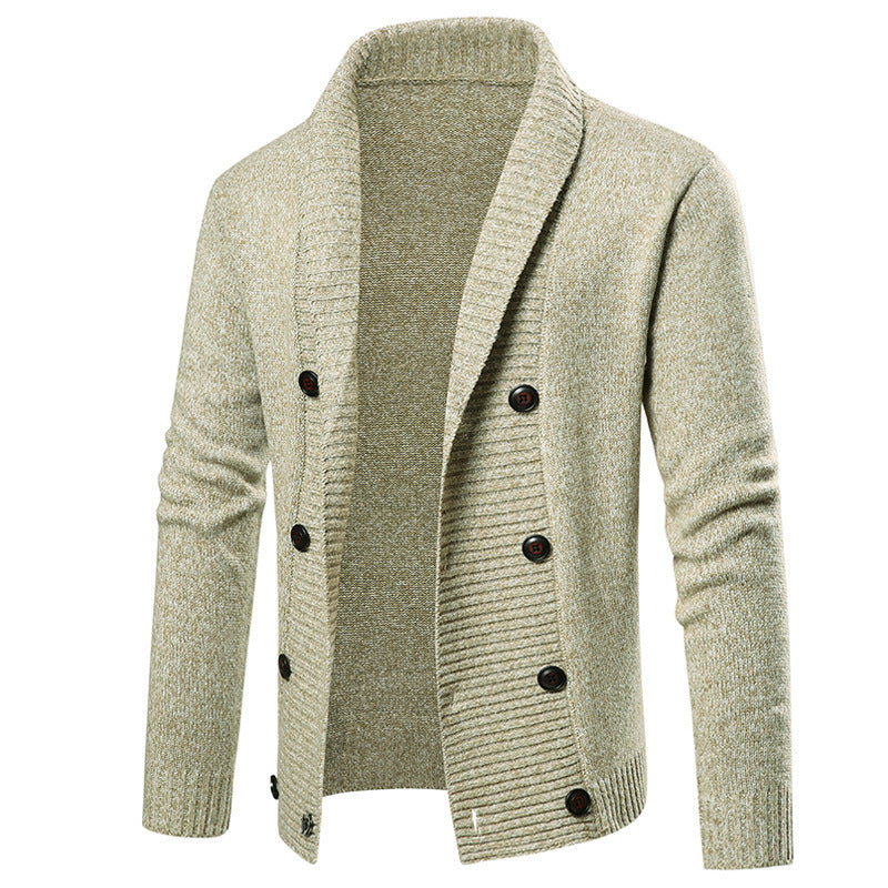 High-quality men's knitted jacket with large collar and button detail Lune London