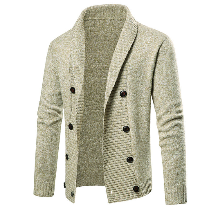 High-quality men's knitted jacket with large collar and button detail Lune London