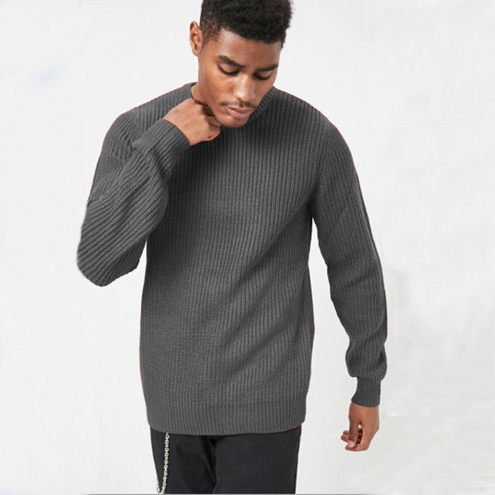 Raw knit sweater for men with textured pattern and round neck Chic and Style