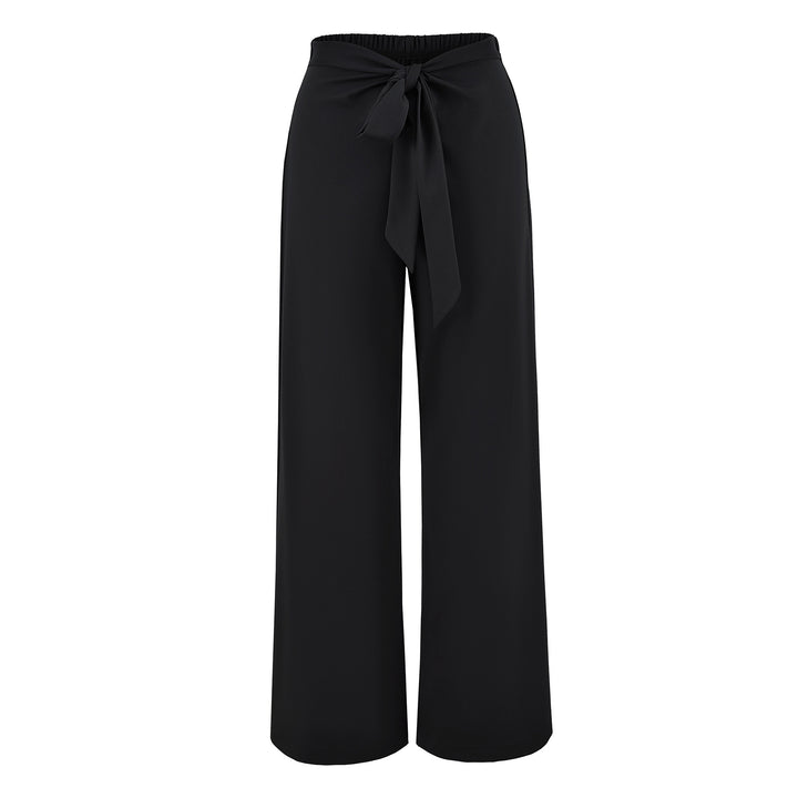 Ladies High-Waisted Wide Palazzo Trousers with Tied Belt Amarae