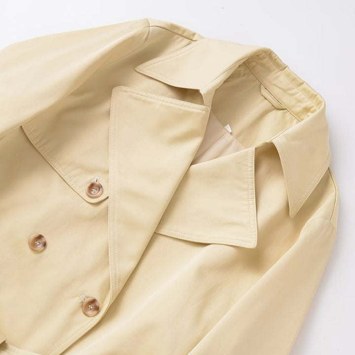 Women's midi trench coat made of lightweight functional fabric with tied belt and storm flap Amarae