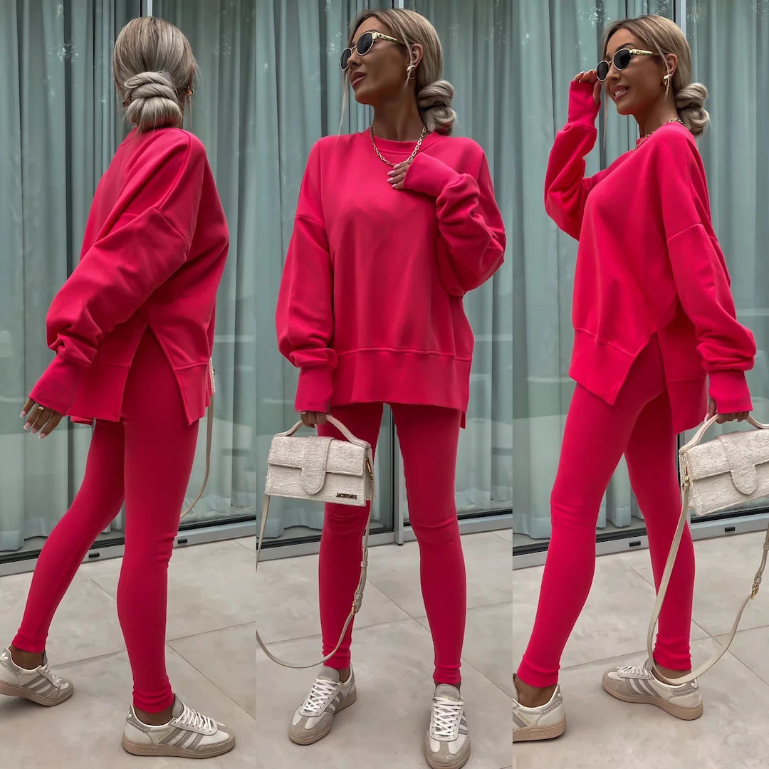 Ladies Oversized Casual Sweatshirt and Chic Leggings Set