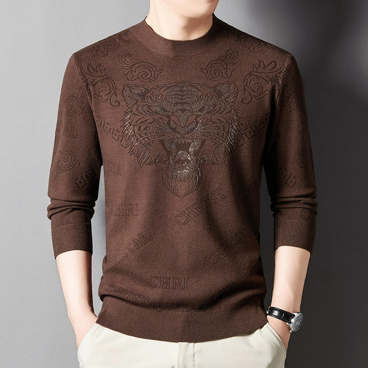 Knitted sweater for men with a unique lion pattern Lune London