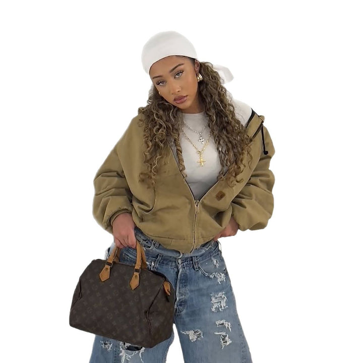 Casual transitional jacket for women with practical pockets and high collar Lune London