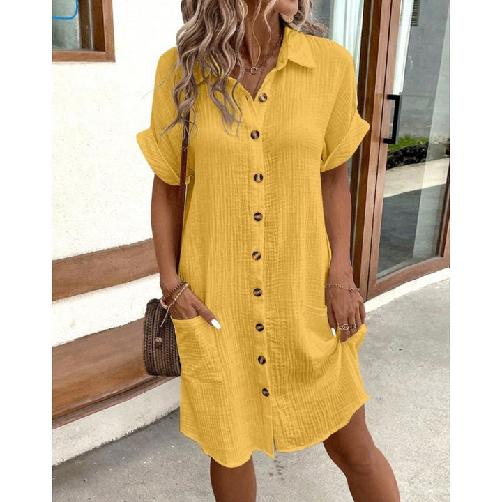 Shirt dress for women with button placket and practical pockets Lune London
