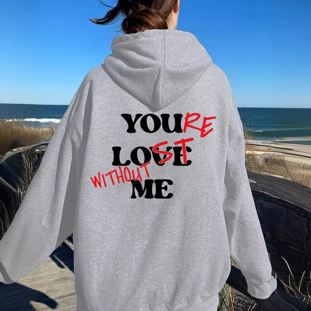 Women Oversized Hoodie with Inspirational Print Lune London