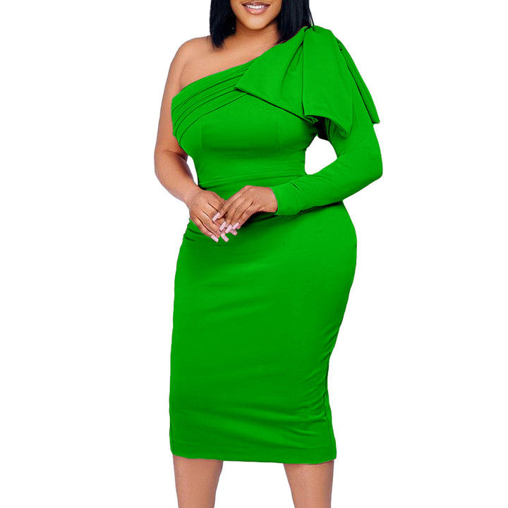 Asymmetrical dress for women fitted with drapes Lune London
