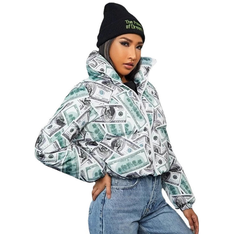 Trendy cropped quilted jacket for women with Dollar Amarae design