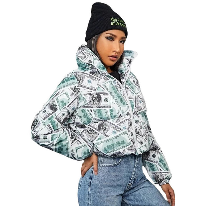Trendy cropped quilted jacket for women with Dollar Amarae design