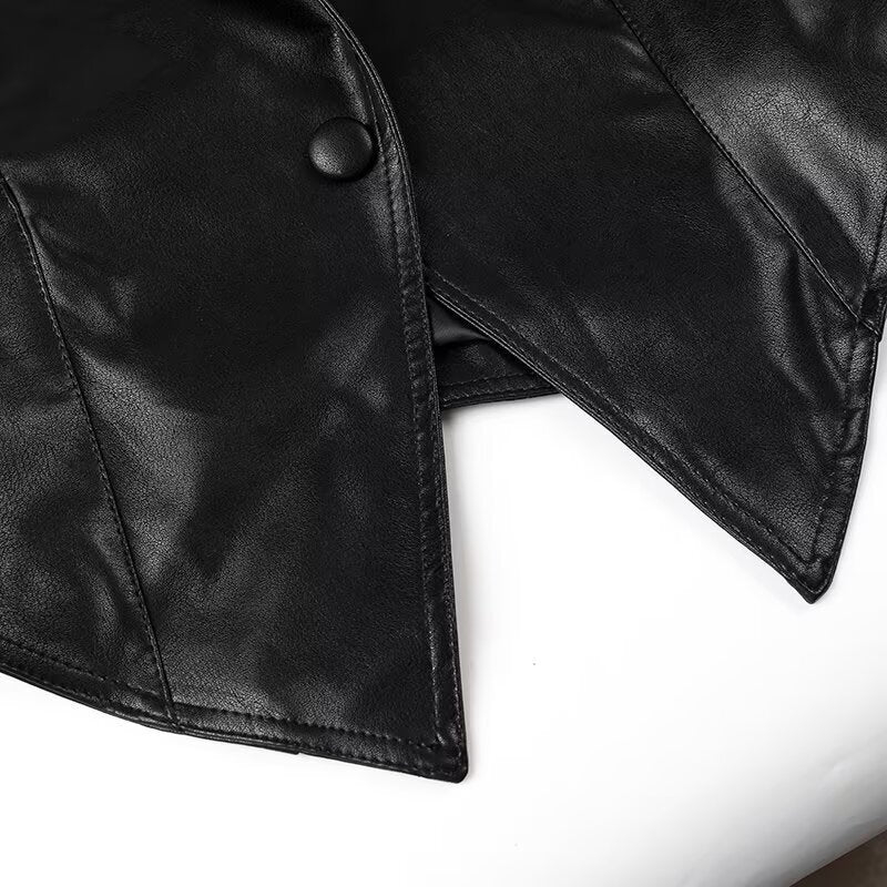 Elegant faux leather jacket for women with trendy lace-up details Lune London