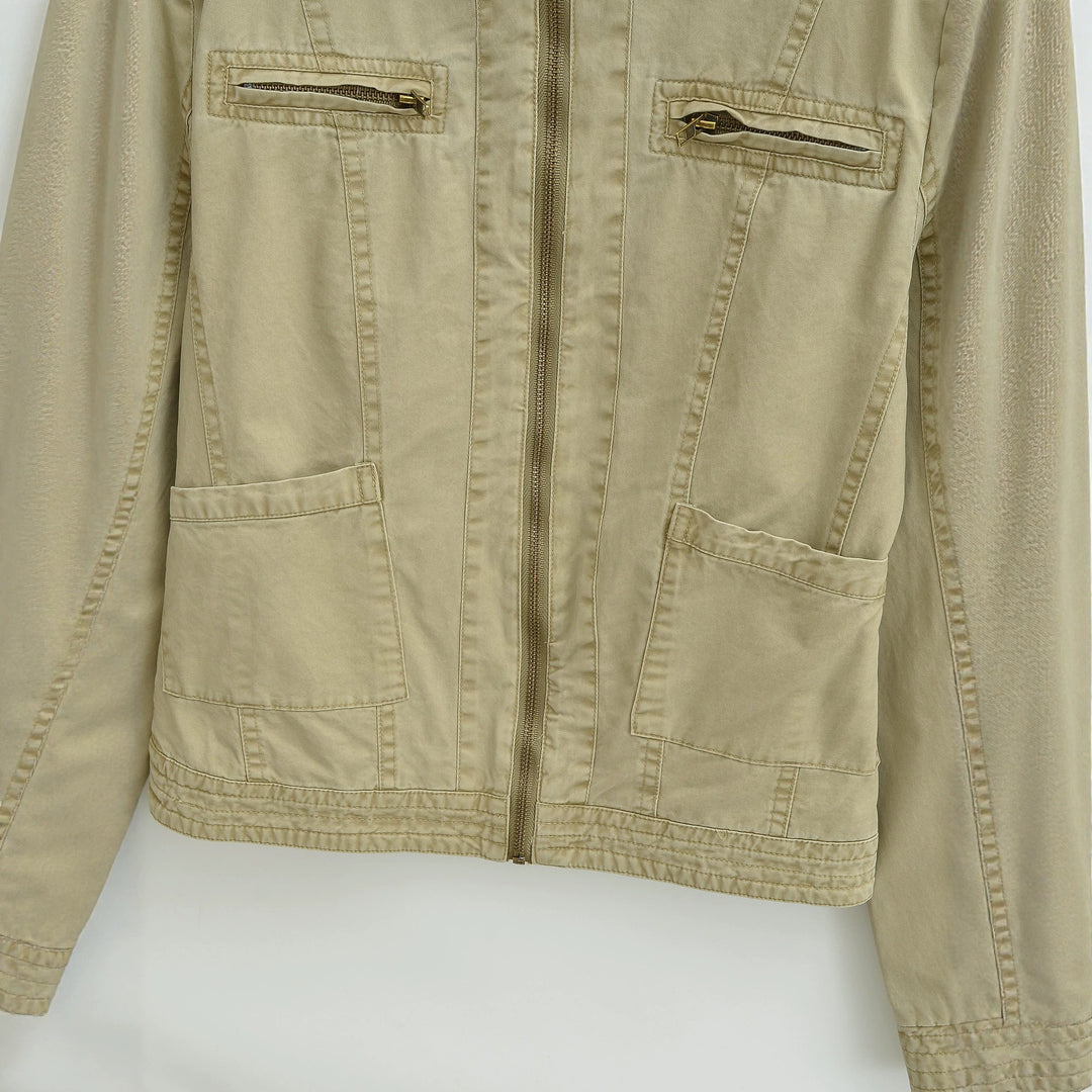 Women's field jacket with stand-up collar, shoulder flaps and golden zippers Amarae