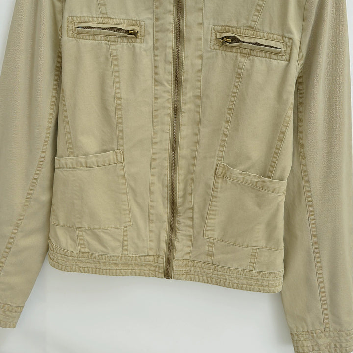 Women's field jacket with stand-up collar, shoulder flaps and golden zippers Amarae