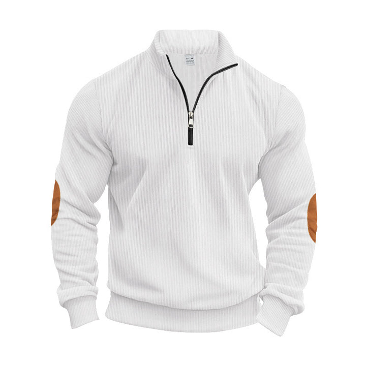 Fashion sweater for men with zipper and contrasting elbow patches Lune London