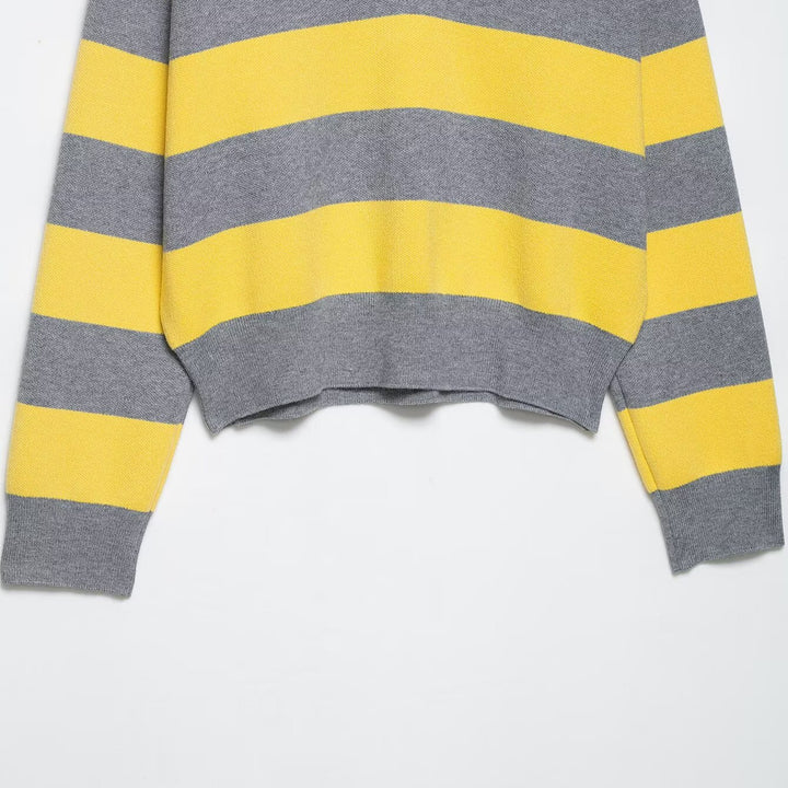 Casual sweater for women with a modern collar and striking stripes Lune London