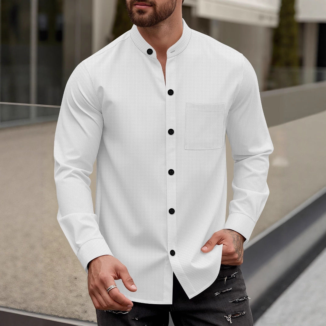 Modern long-sleeve shirt for men with structured design and practical chest pocket Lune London