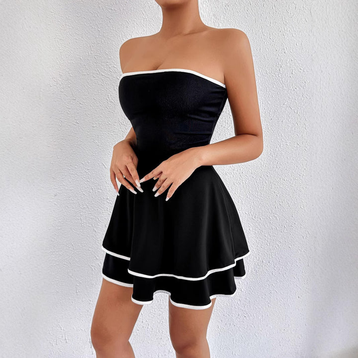Women's short strapless dress with playful hem Lune London