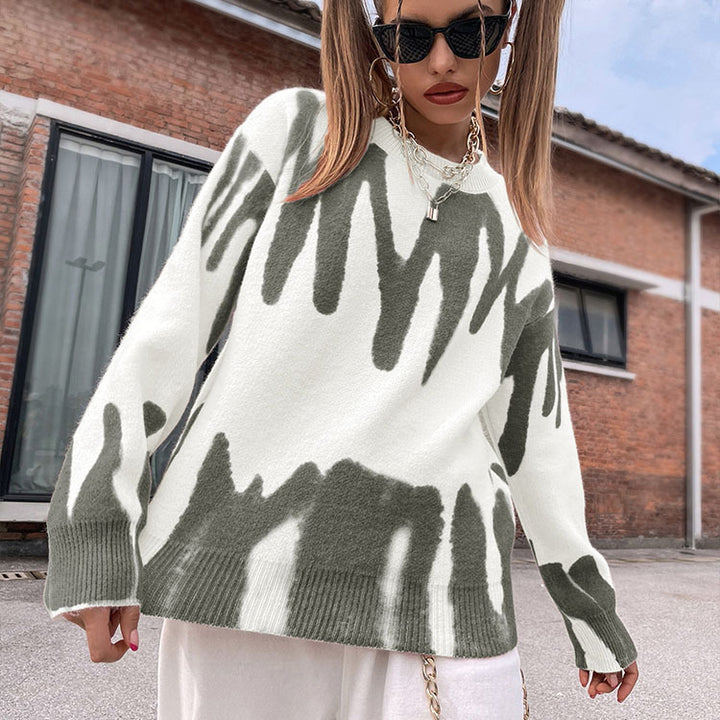Ladies modern knitted sweater with dynamic graphic design Lune London