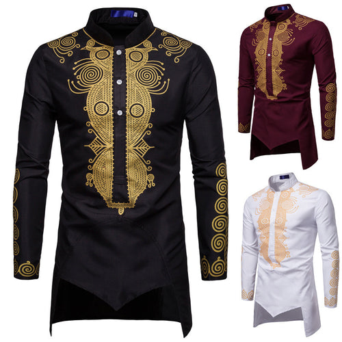 Elegant long sleeve shirt for men with an innovative ethnic design Amarae