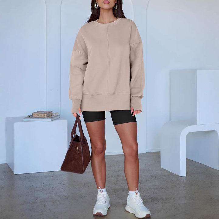 Women's Oversize Sweatshirt with Center Seam, Extended Hem, and Ribbed Cuffs Amarae